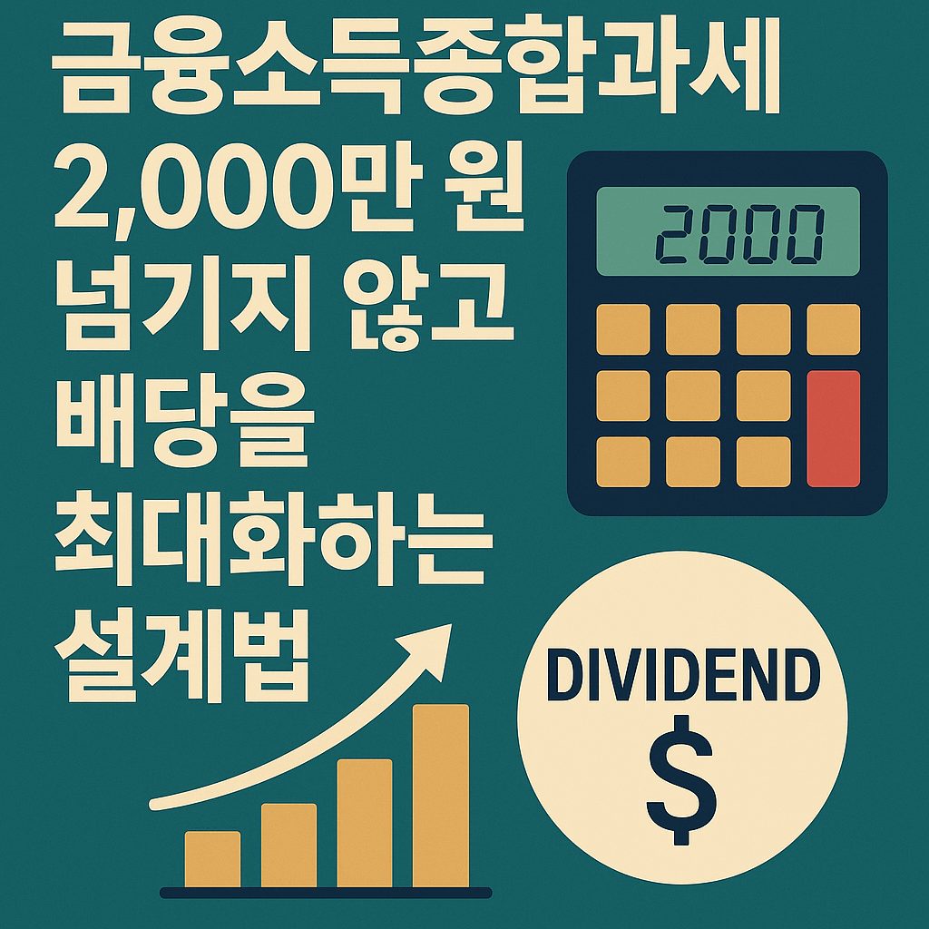 금융소득종합과세 2,000만 원 기준을 강조하며 배당소득 설계 전략을 나타낸 파란색·금색 포인트의 재테크 인포그래픽 썸네일 이미지