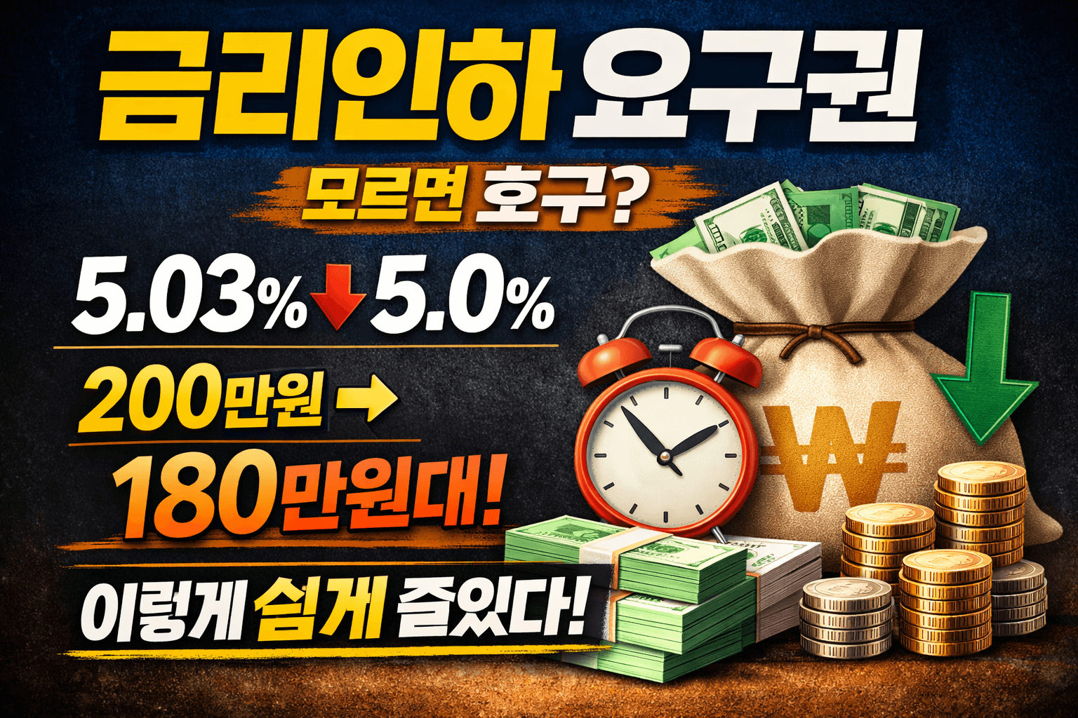 금리인하 요구권으로 대출 이자 낮추는 방법, 5.03%에서 5.0%로 금리 인하, 월 납입액 감소 썸네일