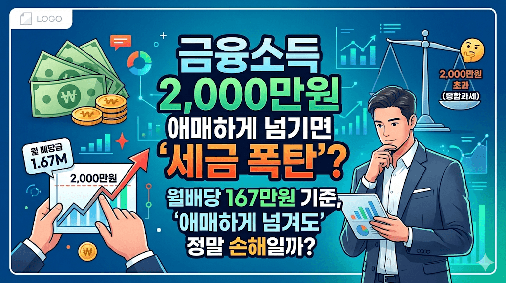 월배당 167만원과 금융소득 2,000만원 기준을 비교해 세후 현금흐름 전략을 설명하는 이미지