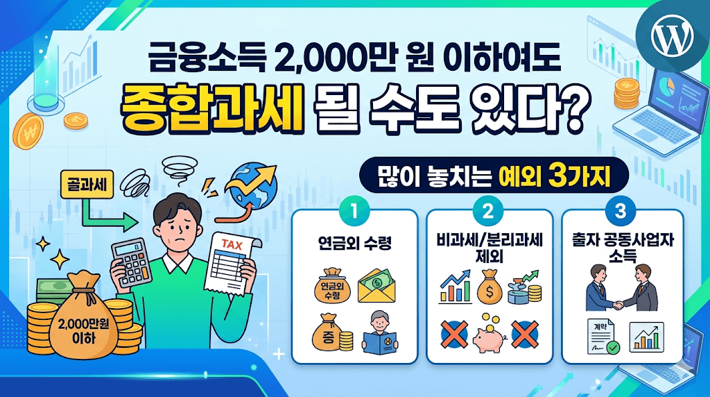 금융소득 2,000만 원 이하 종합과세 예외 3가지 인포그래픽 썸네일