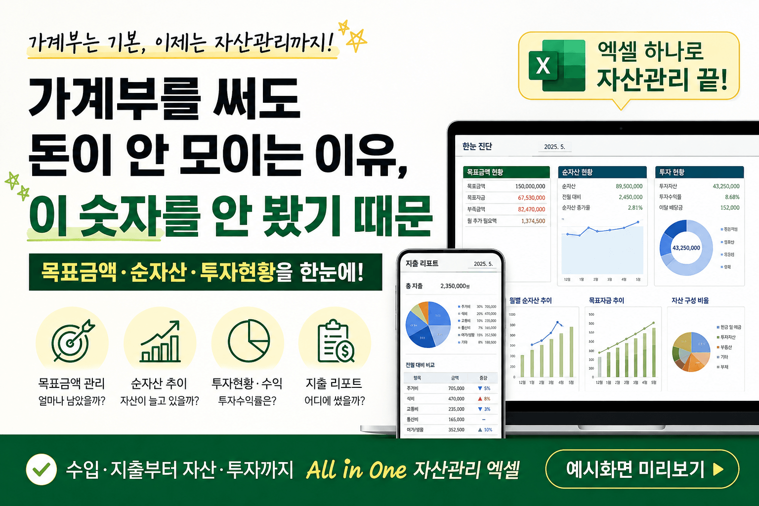 가계부만 쓰면 돈이 안 모이는 이유를 설명하는 자산관리 엑셀가계부 썸네일