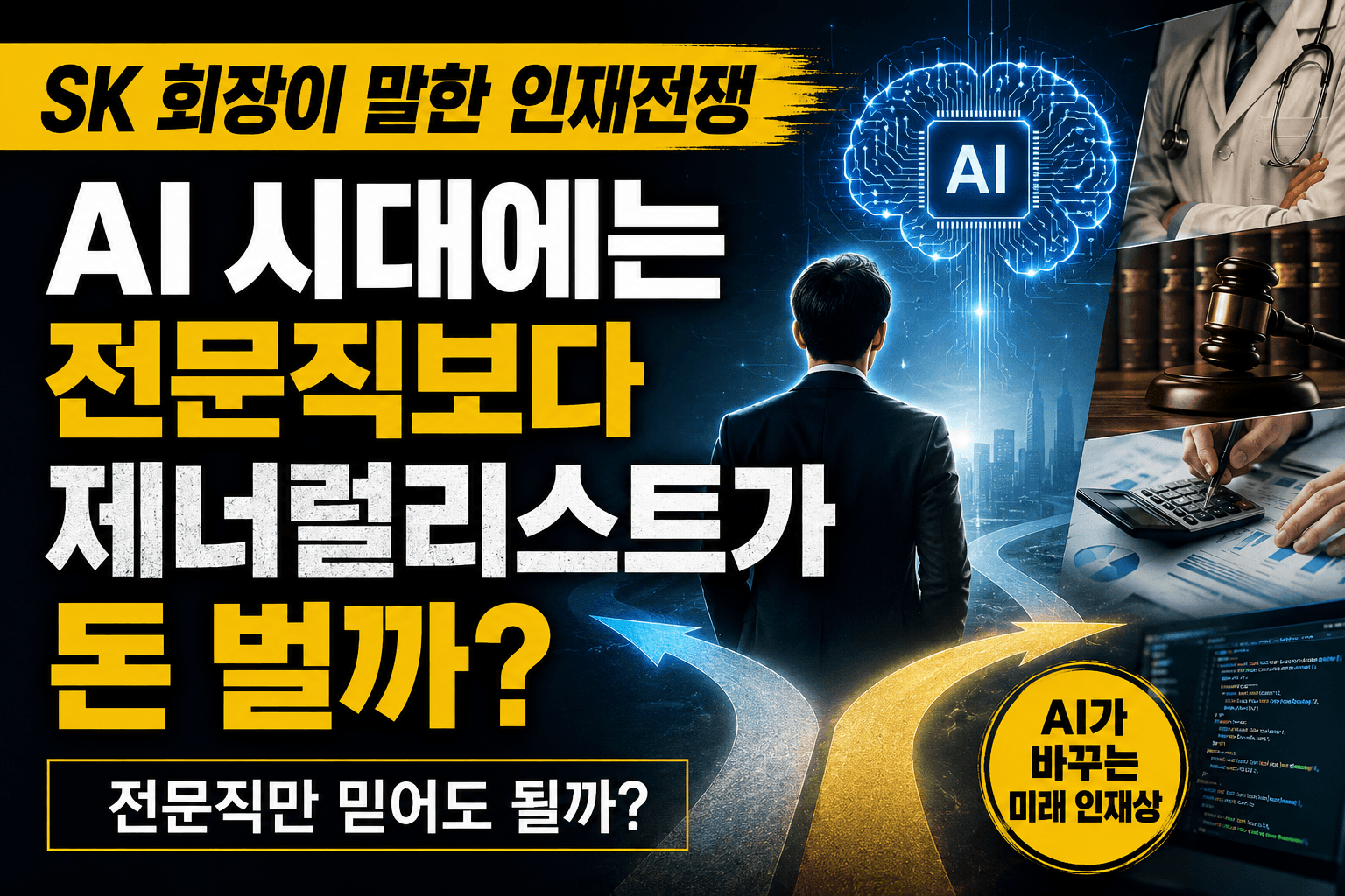 AI 시대 인재전쟁과 전문직, 제너럴리스트를 비교한 썸네일 이미지