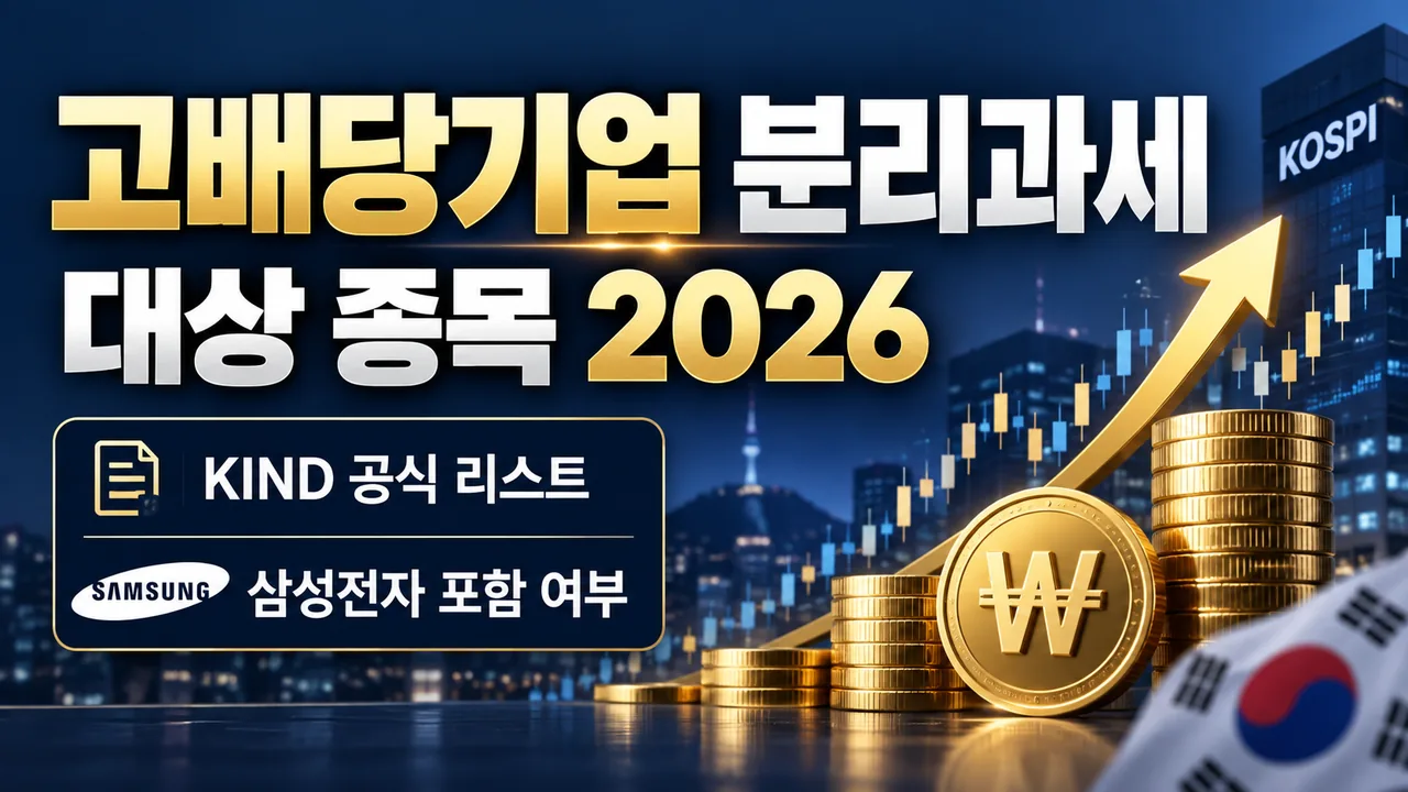 2026 고배당기업 분리과세 대상 종목 KIND 공식 리스트