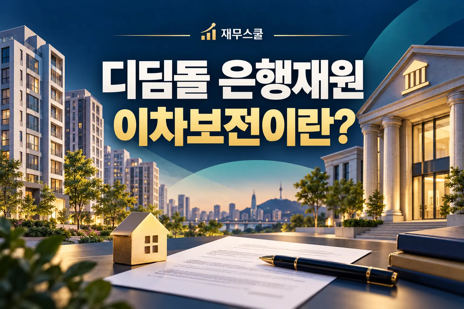 디딤돌 은행재원과 이차보전의 뜻을 설명하는 주택·은행·약정서 표지