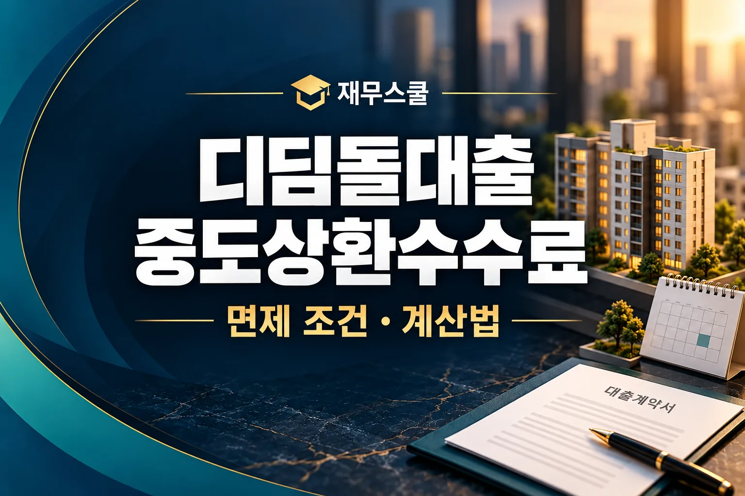 디딤돌대출 중도상환수수료의 면제 조건과 계산법을 안내하는 재무스쿨 표지